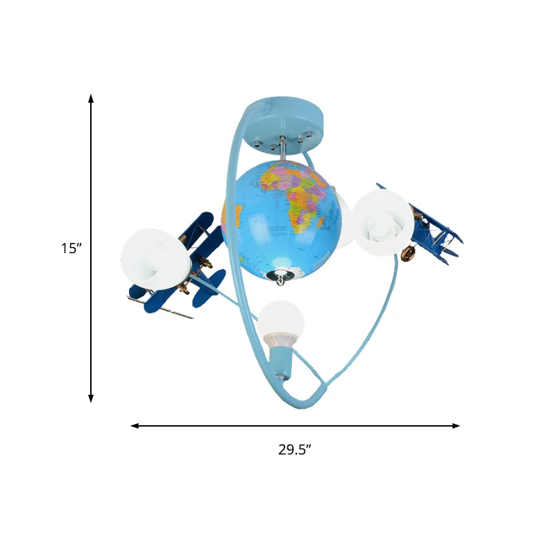 Moderne blauwe inbouwlamp met Glider Globe metalen plafondarmatuur voor verpleegkamer Clearhalo