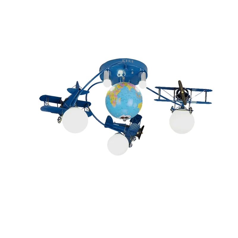Moderne blauwe inbouwlamp met Glider Globe metalen plafondarmatuur voor verpleegkamer Clearhalo