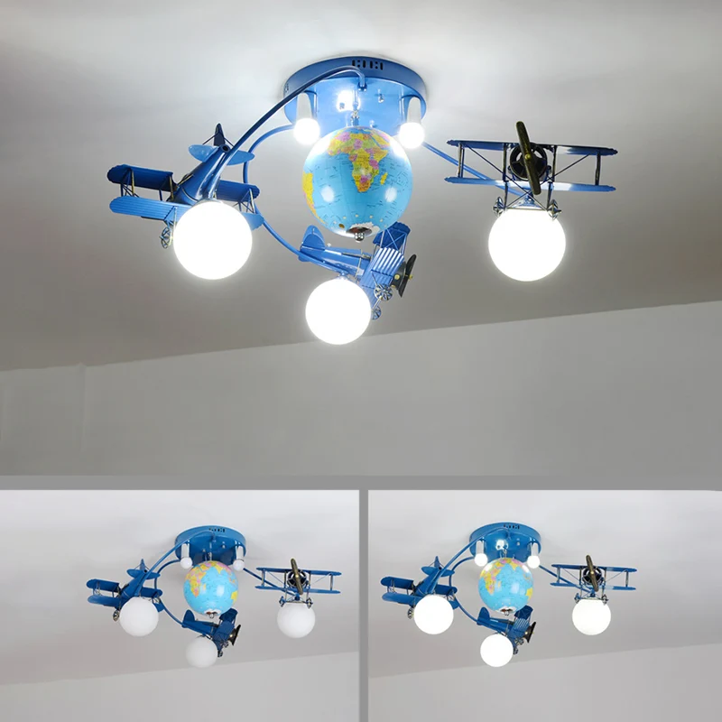 Moderne blauwe inbouwlamp met Glider Globe metalen plafondarmatuur voor verpleegkamer Clearhalo