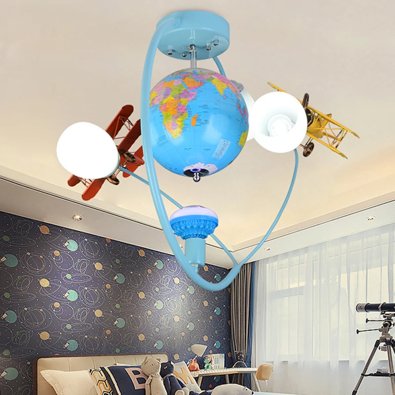 Moderne blauwe inbouwlamp met Glider Globe metalen plafondarmatuur voor verpleegkamer Clearhalo