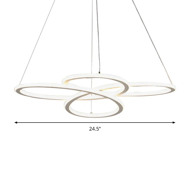 Moderne bloemblaadjes acryl kroonluchter LED-hanger warm/wit licht voor eetkamer Clearhalo
