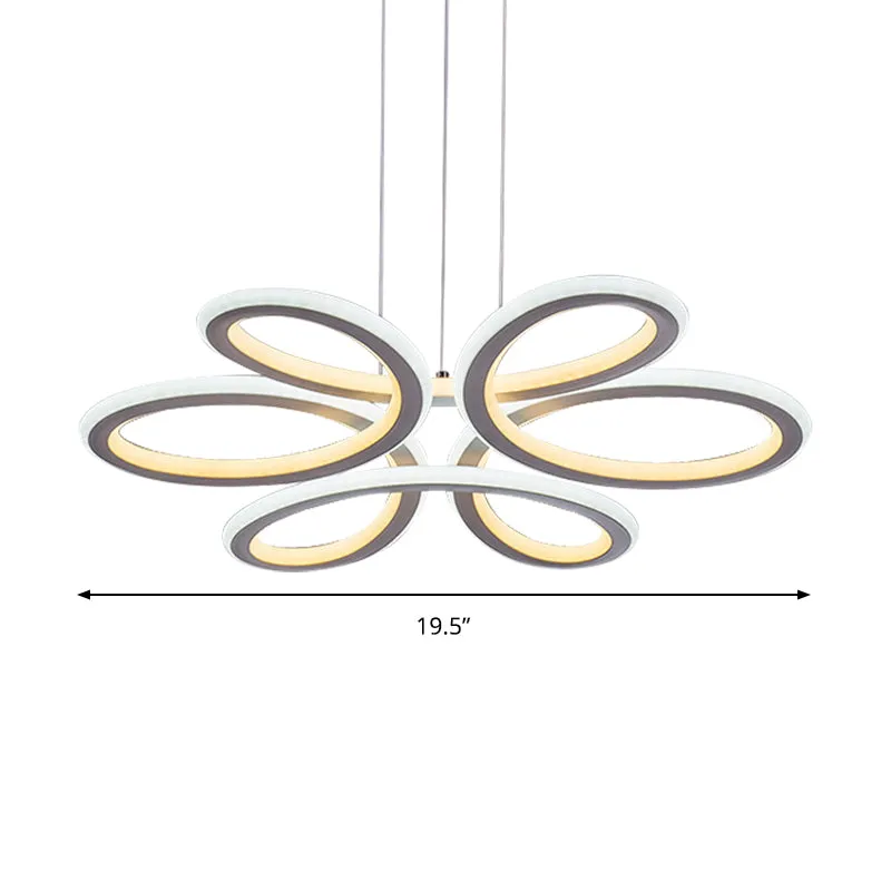 Moderne bloemblaadjes acryl kroonluchter LED-hanger warm/wit licht voor eetkamer Clearhalo