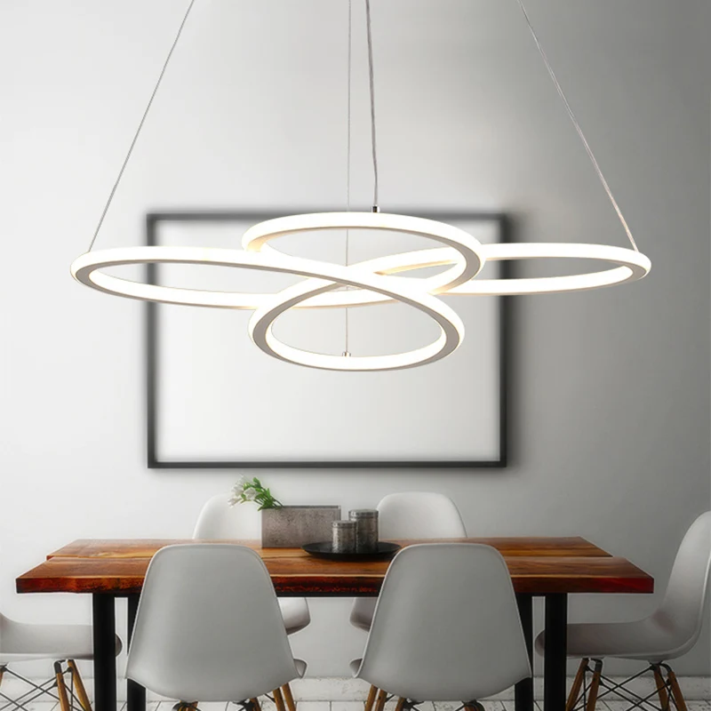 Moderne bloemblaadjes acryl kroonluchter LED-hanger warm/wit licht voor eetkamer Clearhalo