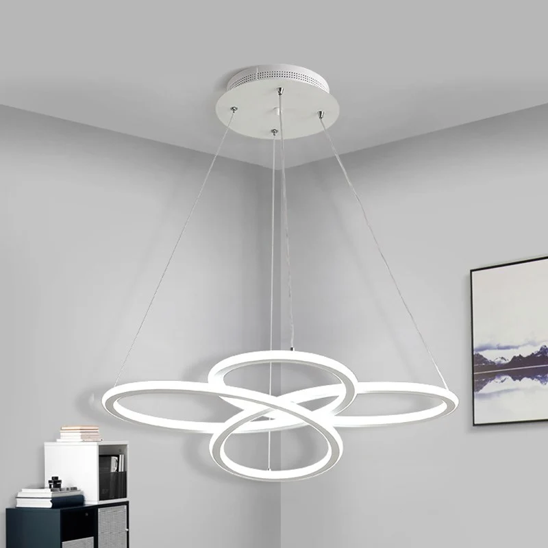 Moderne bloemblaadjes acryl kroonluchter LED-hanger warm/wit licht voor eetkamer Clearhalo