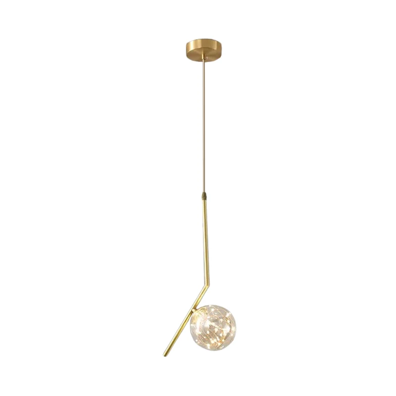 Moderne bol plafond hangende glazen eetkamer LED hanglamp messing Clearhalo