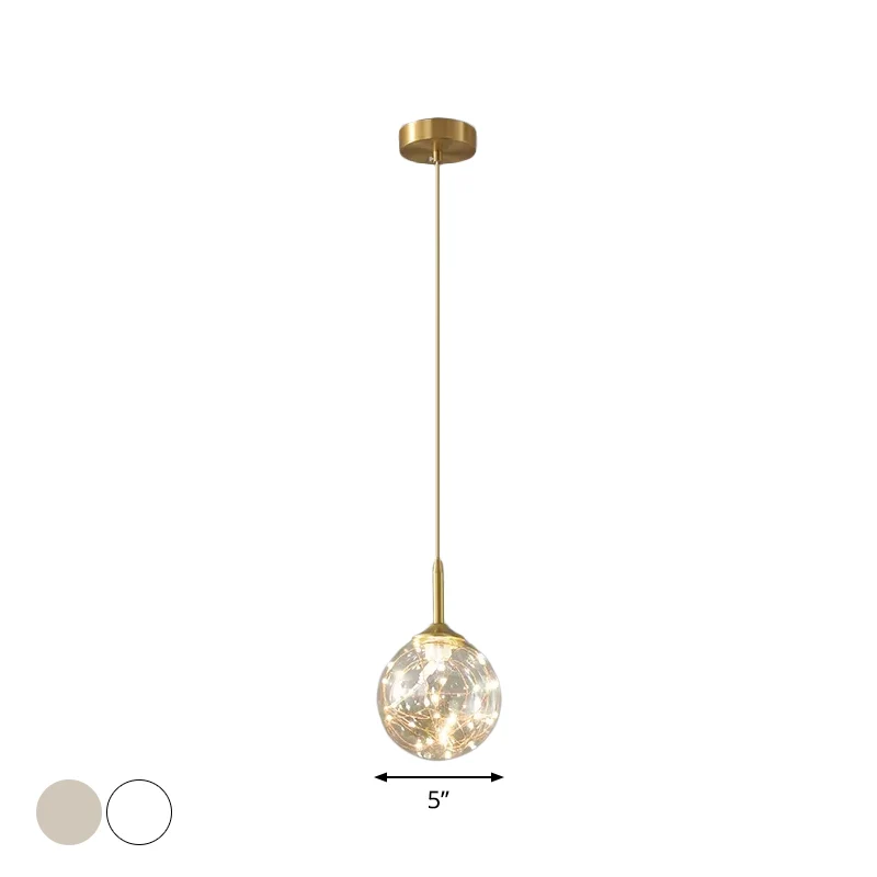 Moderne bol plafond hangende glazen eetkamer LED hanglamp messing Clearhalo