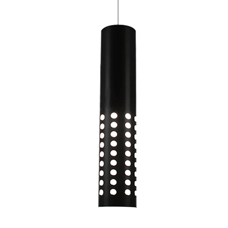 Moderne cilinder hanglamp met cirkeluitsparingen Metaal 1-lichts zwarte hanglamp voor woonkamer warm/wit Clearhalo