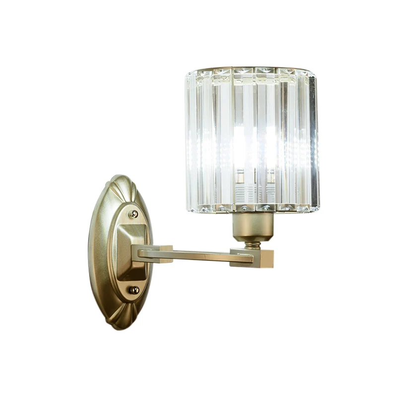 Moderne cilinder wandlamp kristal blok 1/2 licht woonkamer blaker licht zilver Clearhalo