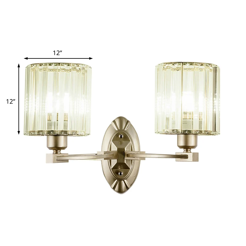 Moderne cilinder wandlamp kristal blok 1/2 licht woonkamer blaker licht zilver Clearhalo