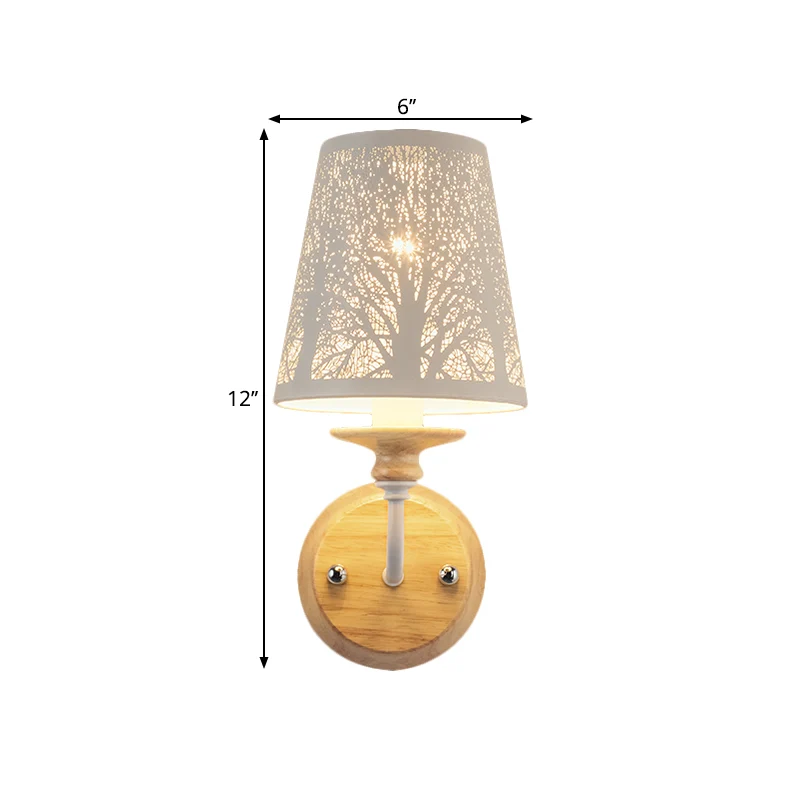 Moderne conische wandverlichtingsideeën Metallic 1-lichts slaapkamerwandgemonteerde lamp met boomontwerp wit Clearhalo