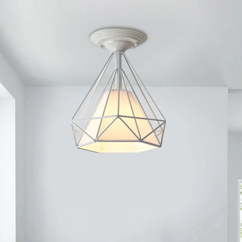 Moderne Diamond Wire Guard-plafondlamp 1 licht ijzeren glazen plafondmontagelamp voor gangkamer Clearhalo
