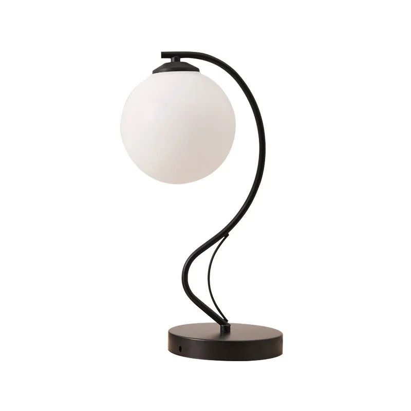 Moderne Globe Shade Task Lighting 1 lamp matglazen leeslamp zwart met voet Clearhalo