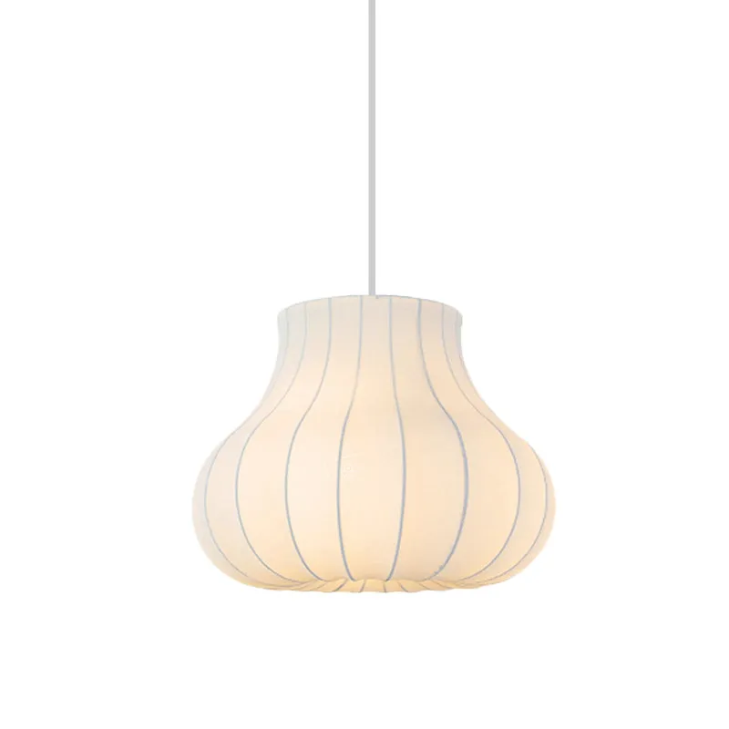 Moderne hangende hanglamp met 1 licht en stoffen kap Witte lantaarn hangende plafondlamp Clearhalo