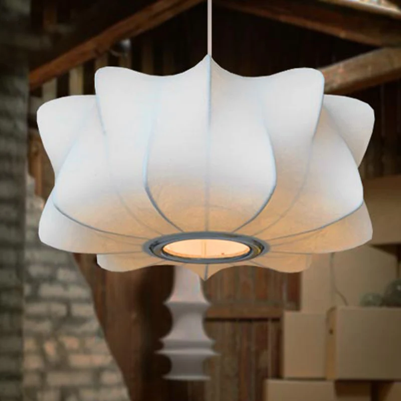 Moderne hangende hanglamp met 1 licht en stoffen kap Witte lantaarn hangende plafondlamp Clearhalo