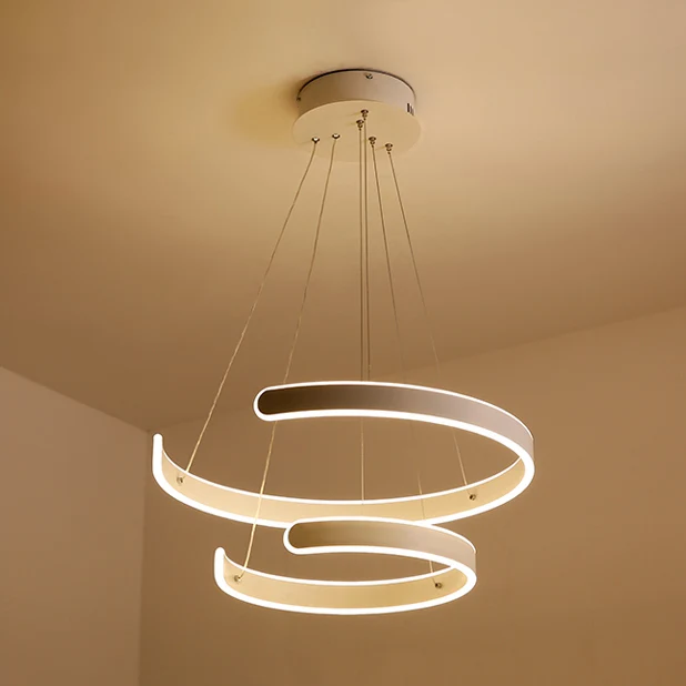 Moderne hanglamp voor eetkamer, hanglamp met meerdere ringen wit, neutraal licht Clearhalo