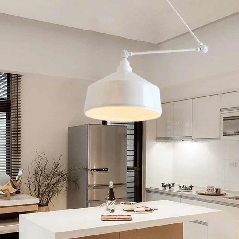 Moderne koepelvormige hanglamp van metaal, 1-lichts eetkamer, neerwaartse verlichting wit Clearhalo