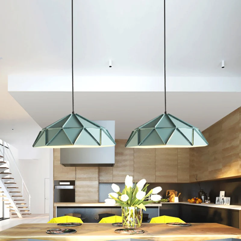 Moderne kom metalen hanglamp 1 licht naar beneden verlichting blauw voor eetkamer Clearhalo