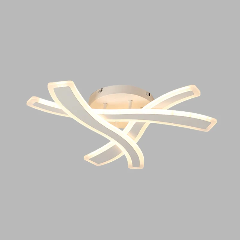 Moderne LED semi-inbouwarmatuur, witte Crossing Wave-plafondlamp met acrylkap warm/wit licht Clearhalo
