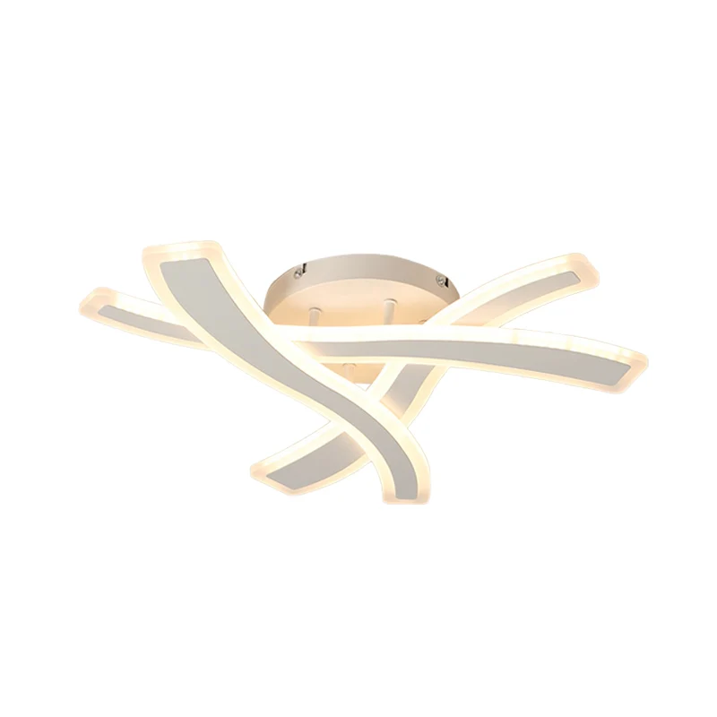 Moderne LED semi-inbouwarmatuur, witte Crossing Wave-plafondlamp met acrylkap warm/wit licht Clearhalo
