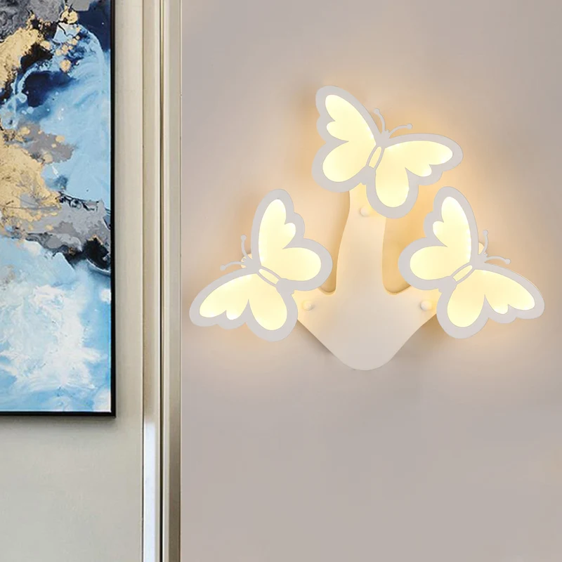 Moderne 1/3 lichten LED schanslicht wit acryl vlinder wandgemonteerde nachtlamp wit/natuurlijk licht Clearhalo