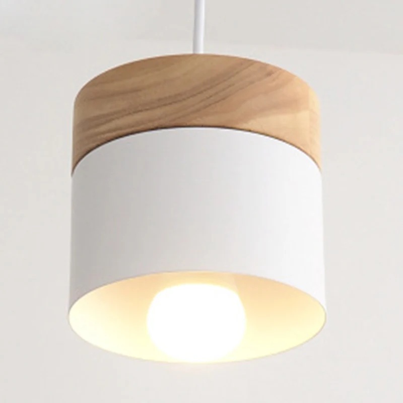 Moderne minimalistische hanglamp met houten blad, metalen Macarons, 1-lichts hanglamp Clearhalo