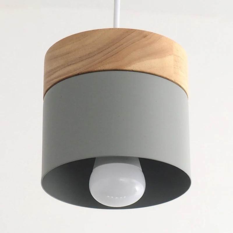 Moderne minimalistische hanglamp met houten blad, metalen Macarons, 1-lichts hanglamp Clearhalo
