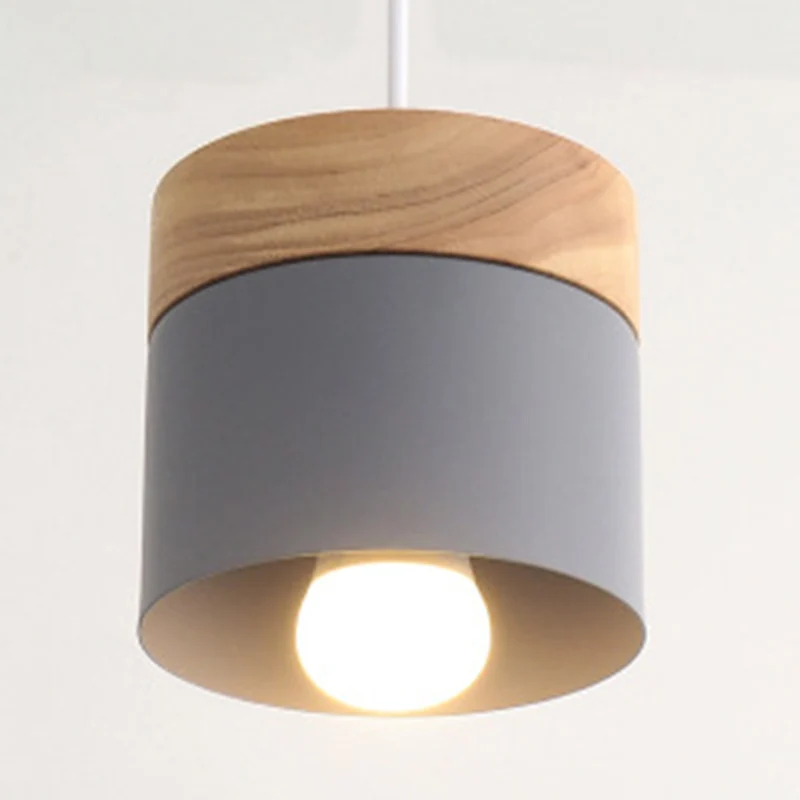 Moderne minimalistische hanglamp met houten blad, metalen Macarons, 1-lichts hanglamp Clearhalo