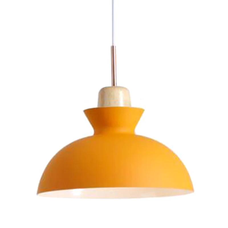 Moderne minimalistische hanglamp met houten blad Metaal Kleurrijke Macarons 1-lichts hanglamp Clearhalo