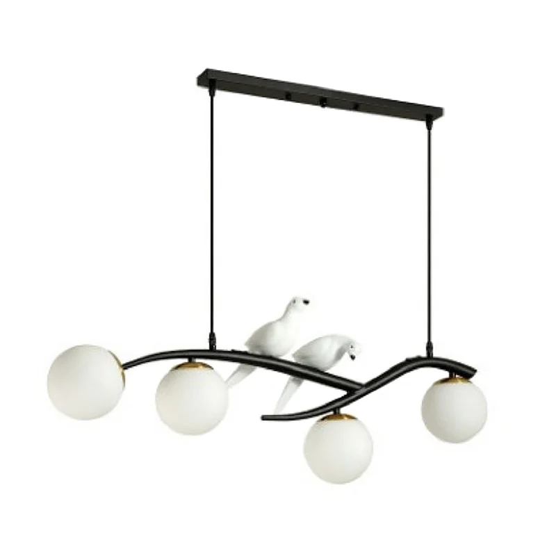 Moderne minimalistische lineaire eilandplafondlamp bolvormige glazen kap hanglamp voor eettafel Clearhalo