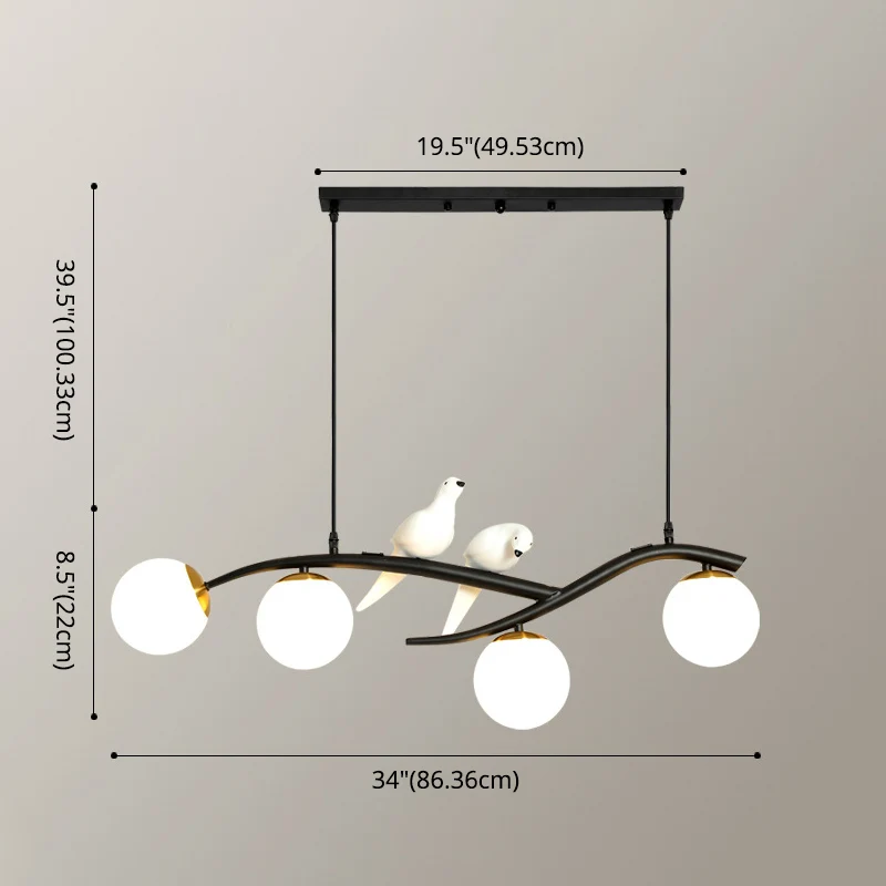 Moderne minimalistische lineaire eilandplafondlamp bolvormige glazen kap hanglamp voor eettafel Clearhalo