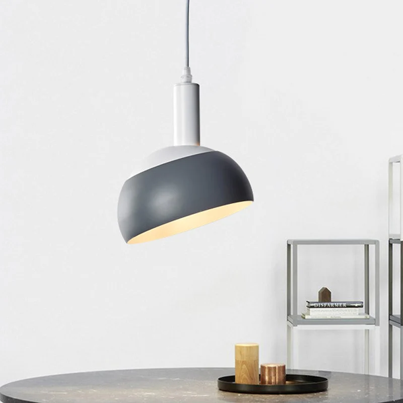Moderne Nordic Dome hanglampset ijzer 1 kop woonkamer draaibare ophanging hanger grijs Clearhalo