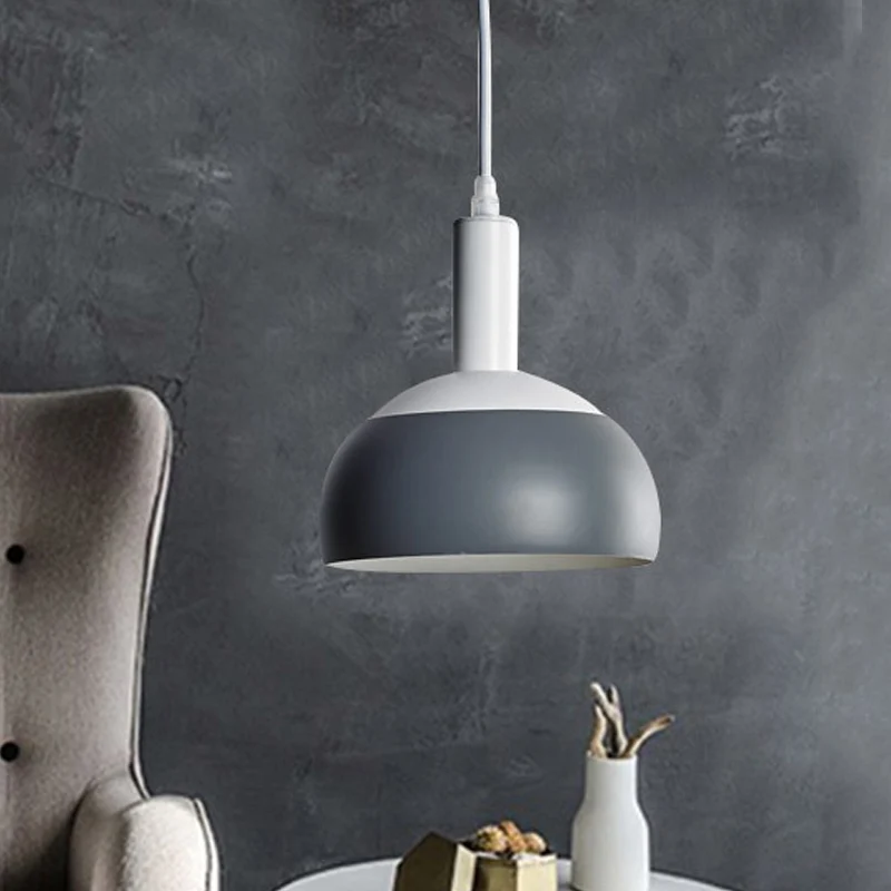 Moderne Nordic Dome hanglampset ijzer 1 kop woonkamer draaibare ophanging hanger grijs Clearhalo