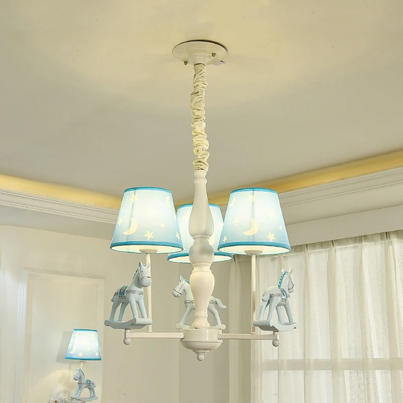 Moderne paardenhanglamp met sterstof hangende kroonluchter voor verpleegkamer Clearhalo