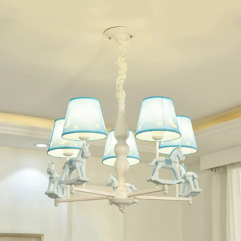 Moderne paardenhanglamp met sterstof hangende kroonluchter voor verpleegkamer Clearhalo