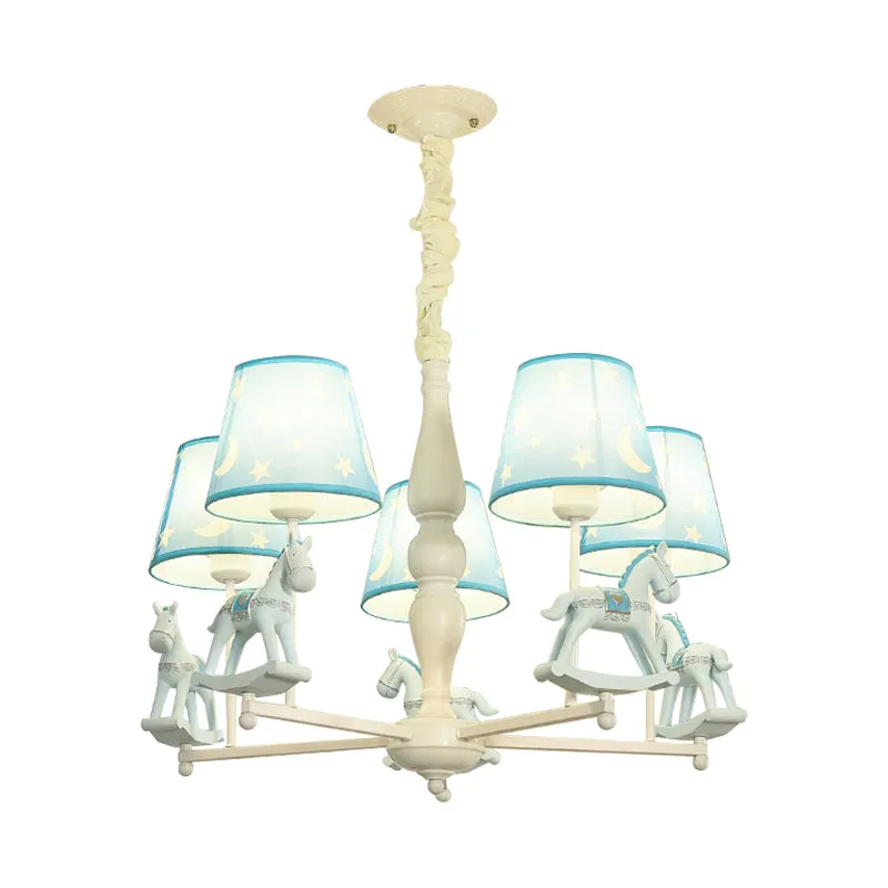 Moderne paardenhanglamp met sterstof hangende kroonluchter voor verpleegkamer Clearhalo