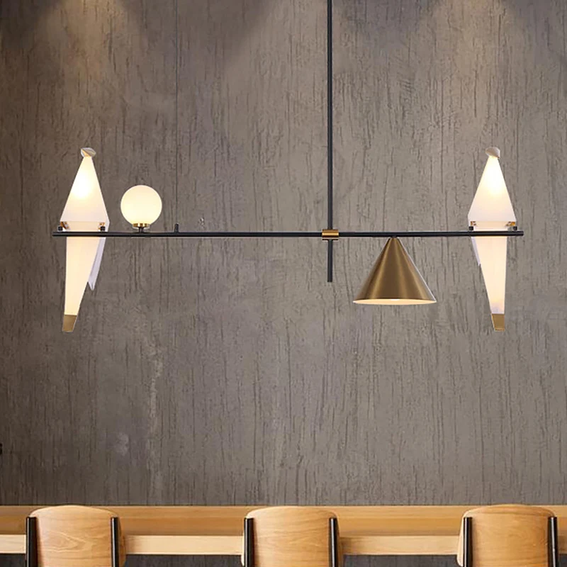 Moderne papieren kraanhanger metaal 4 lampen eetkamer lineaire kroonluchter licht zwart met kegelvormige kap Clearhalo