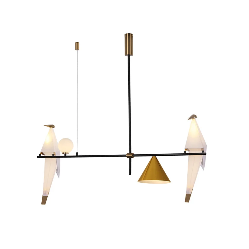 Moderne papieren kraanhanger metaal 4 lampen eetkamer lineaire kroonluchter licht zwart met kegelvormige kap Clearhalo