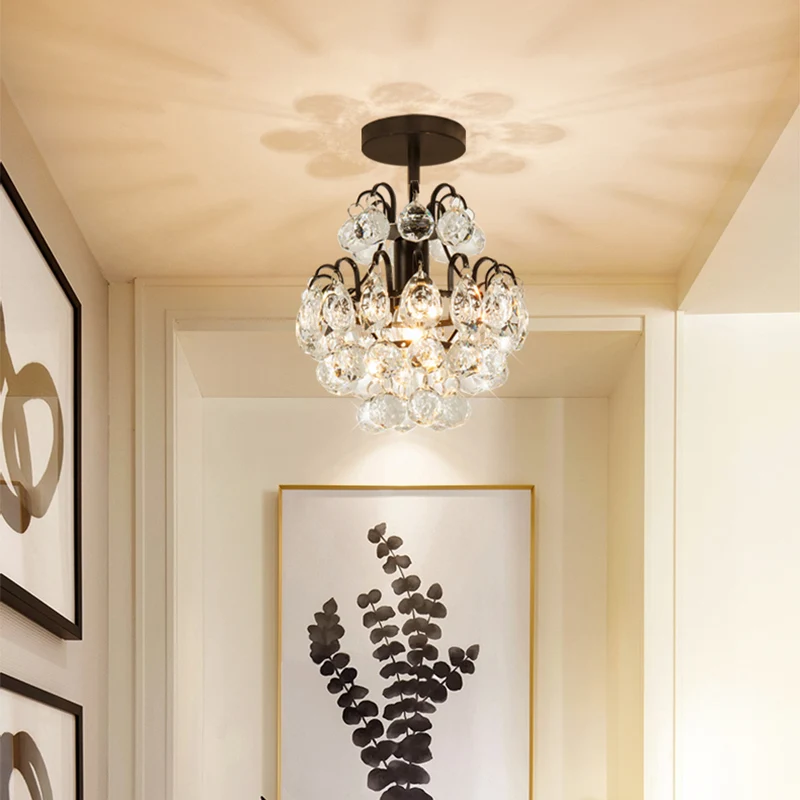 Moderne plafondlamp met gebogen armframe Metaal 1 Light Corridor Semi-inbouwlamp goud/zwart Clearhalo