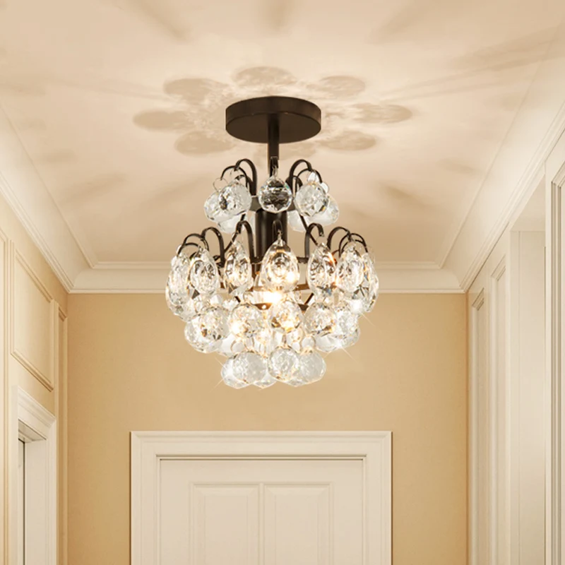 Moderne plafondlamp met gebogen armframe Metaal 1 Light Corridor Semi-inbouwlamp goud/zwart Clearhalo