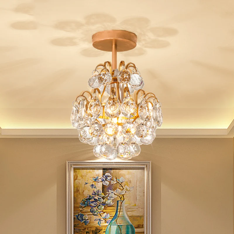Moderne plafondlamp met gebogen armframe Metaal 1 Light Corridor Semi-inbouwlamp goud/zwart Clearhalo