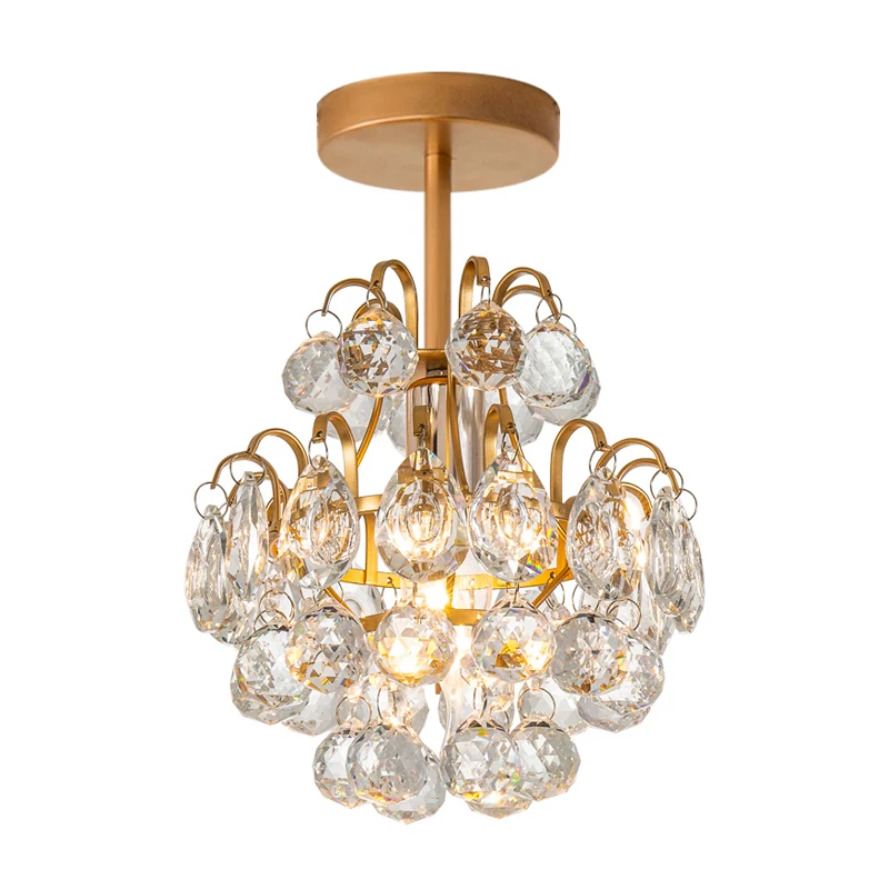 Moderne plafondlamp met gebogen armframe Metaal 1 Light Corridor Semi-inbouwlamp goud/zwart Clearhalo