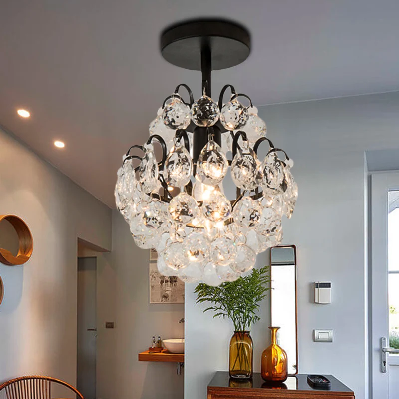 Moderne plafondlamp met gebogen armframe Metaal 1 Light Corridor Semi-inbouwlamp goud/zwart Clearhalo