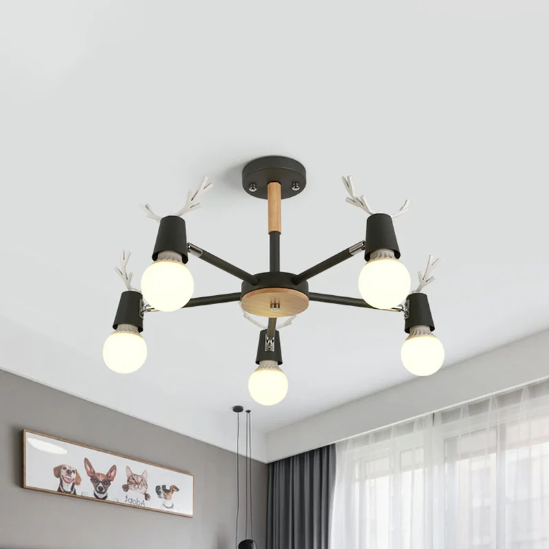 Moderne plafondverlichting slaapkamer, semi-inbouwlamp met geweidecoratie voor kinderen Clearhalo