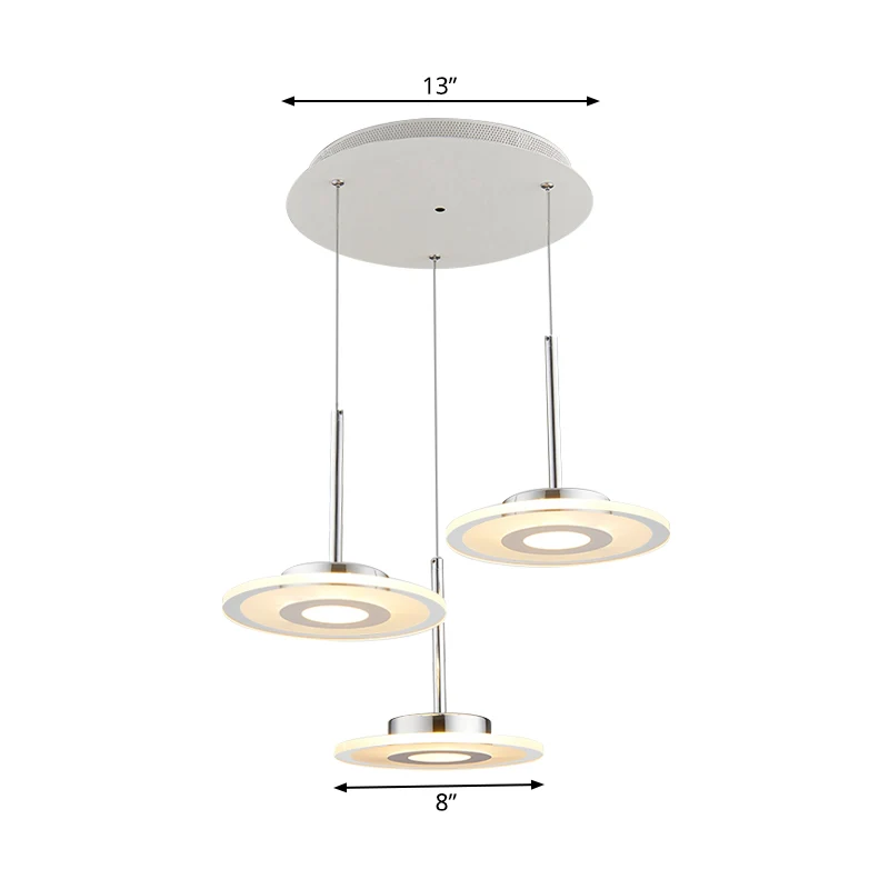 Moderne ronde hangende LED-plafondlamp van acryl warm/wit/natuurlijk licht met ronde/lineaire luifel Clearhalo