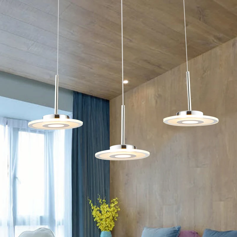 Moderne ronde hangende LED-plafondlamp van acryl warm/wit/natuurlijk licht met ronde/lineaire luifel Clearhalo