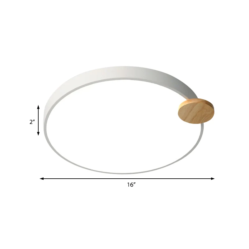Moderne ronde inbouwlamp 12"/16"/19,5" W LED acryl metalen inbouwlamp voor slaapkamer met houtdetail, wit/grijs Clearhalo