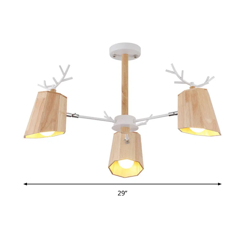 Moderne Scandinavische hertenhoorn hangende plafondlamp houten hangende hanglampen voor woonkamer beige Clearhalo