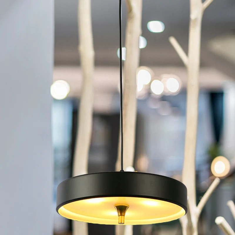 Moderne schijf hanglamp blauw/wit/zwart metaal 1-lichts hanglampset voor slaapkamer Clearhalo