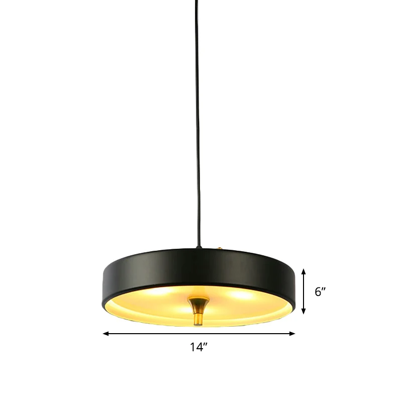 Moderne schijf hanglamp blauw/wit/zwart metaal 1-lichts hanglampset voor slaapkamer Clearhalo