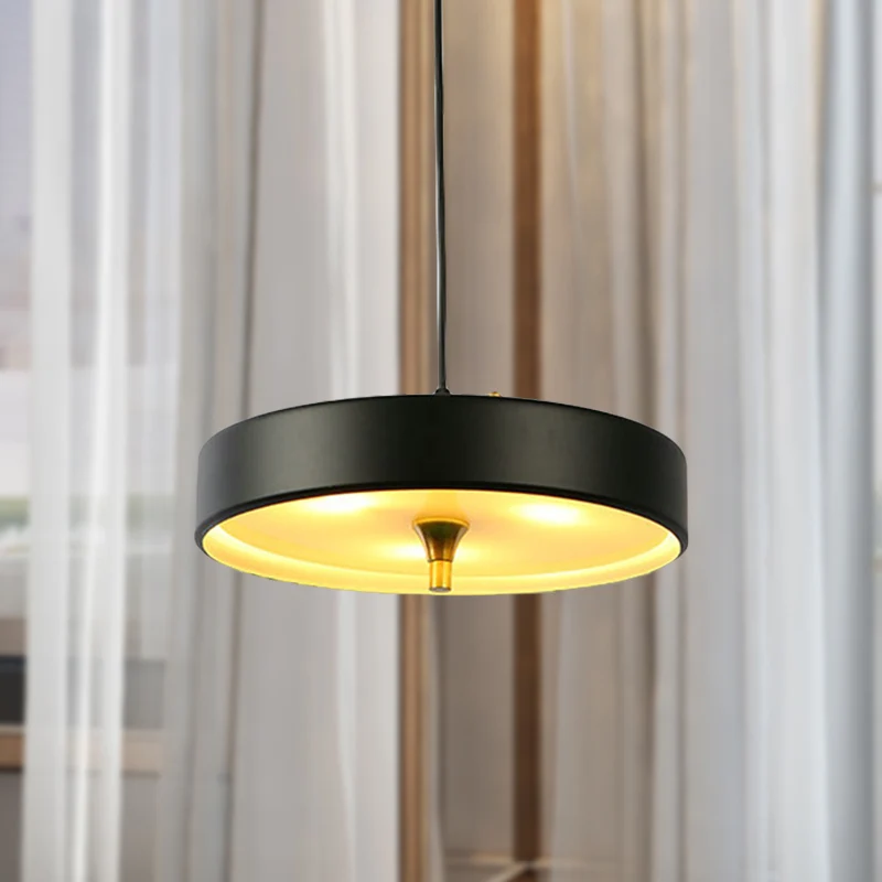 Moderne schijf hanglamp blauw/wit/zwart metaal 1-lichts hanglampset voor slaapkamer Clearhalo